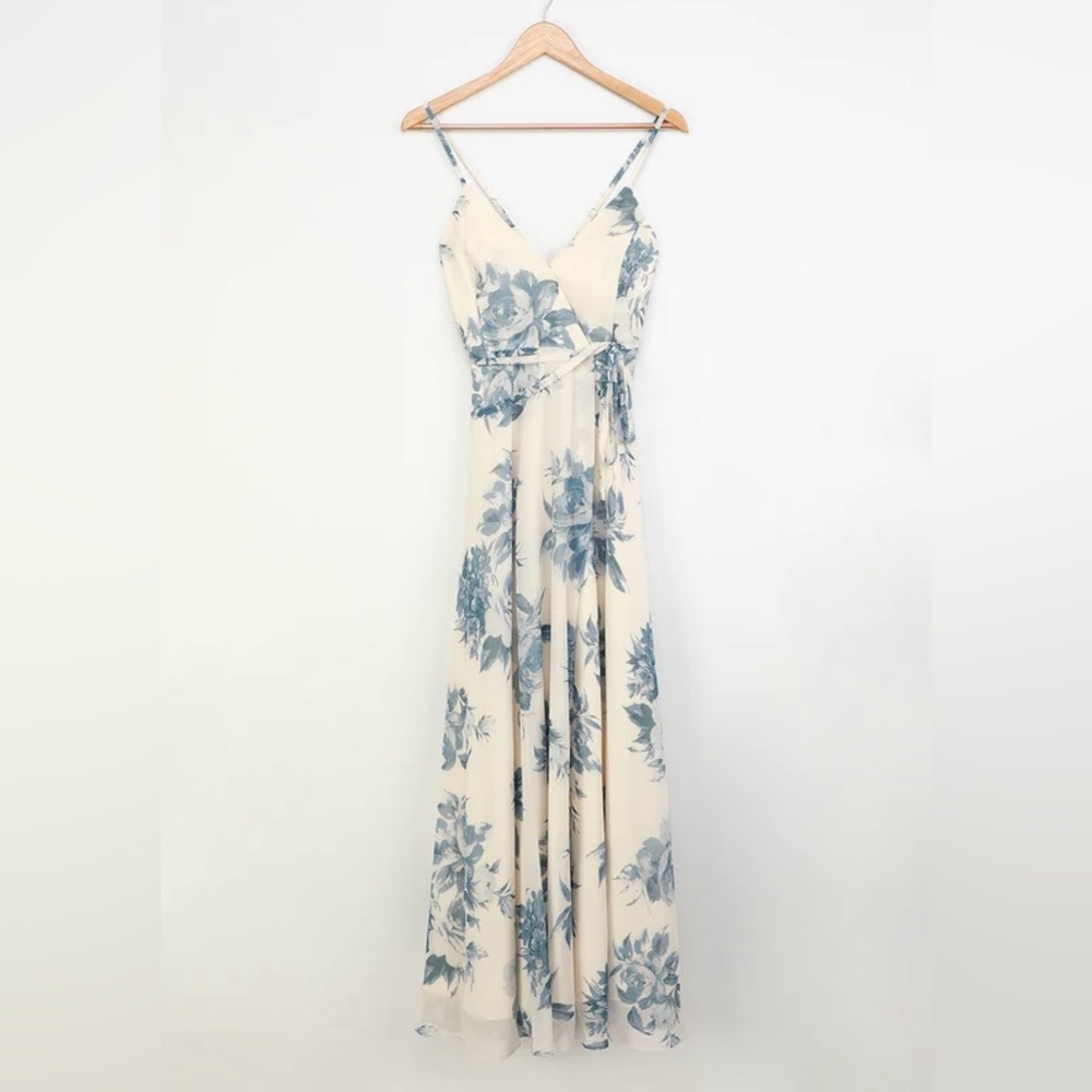 Floral Maxi Dress in Blue and Cream